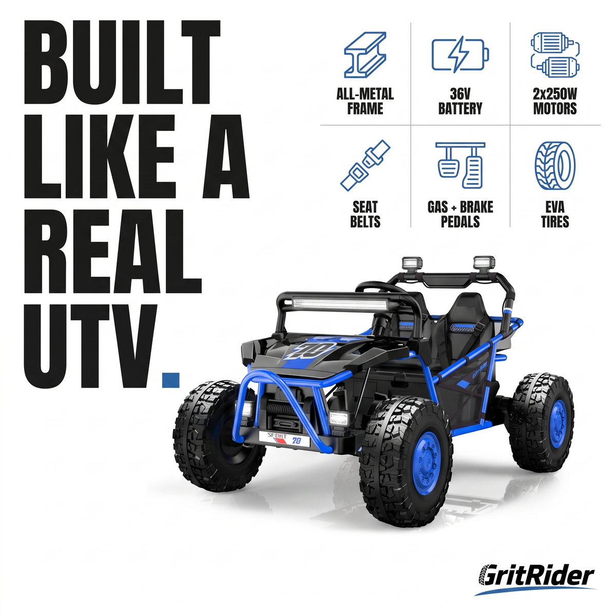 GritRider™ 36V 2-Seater Ride-On UTV